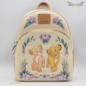 Loungefly Disney The Lion King Simba & Nala Floral Mini Backpack New